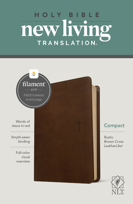 NLT Compact Bible, Filament Enabled Edition (Red Letter, Leatherlike, Rustic Brown) (Tyndale)(Imitation Leather)